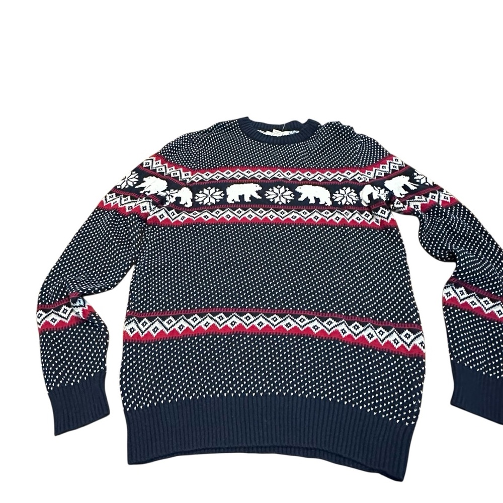 Men's Aspen Fair Isle Polar Bear Sweater – Size medium Navy‎ & Red Patterned NWT